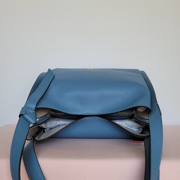 KATE SPADE Knott LARGE Pebbled Leather & Suede Shoulder Bag-Manta Blue⭐ - Picture 8 of 16